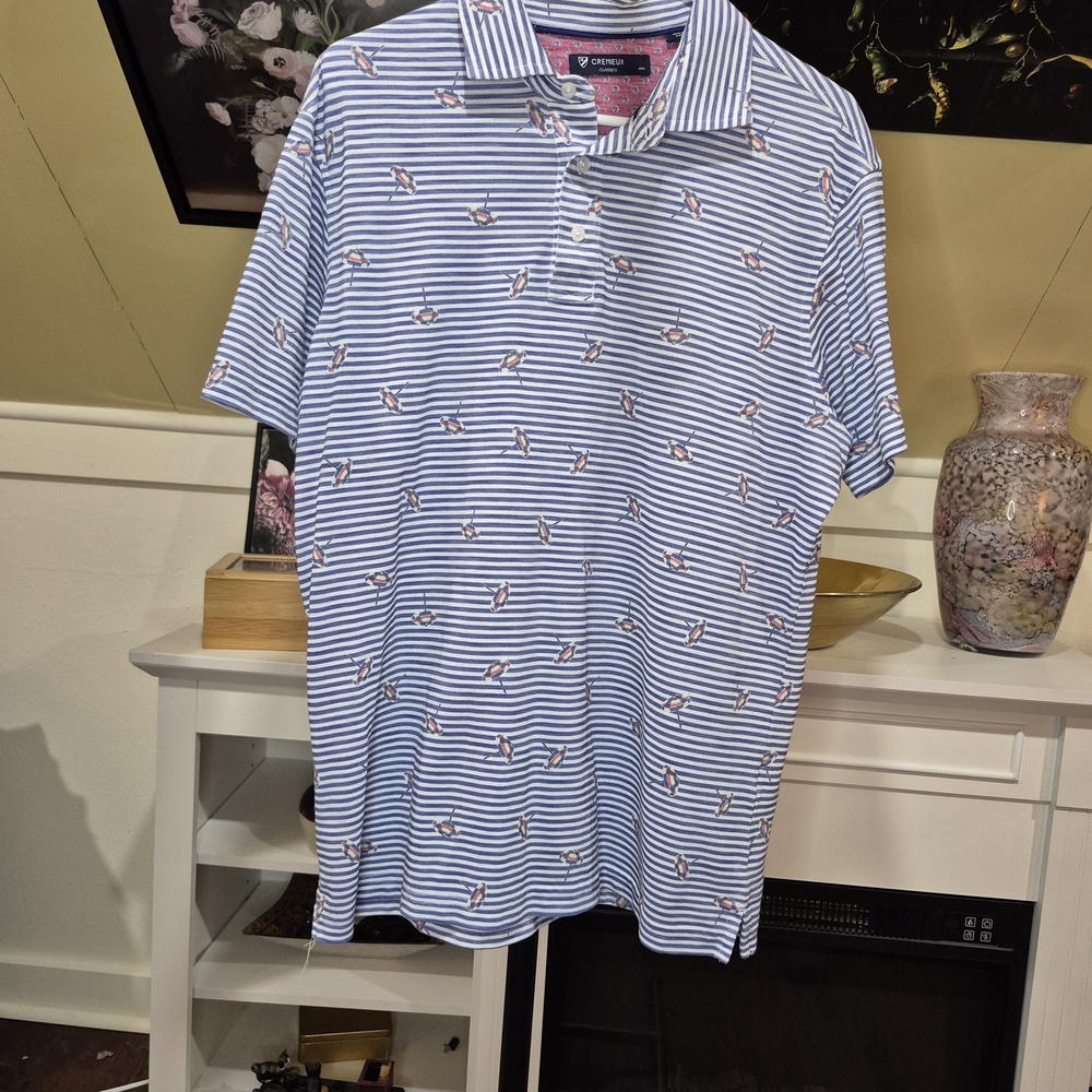 Daniel Cremieux Striped Polo with Beach Umbrella Pattern 2049